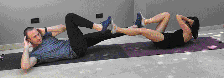 Partner Core Exercises Tandem Bicycle Crunches Partner Core Exercises Tandem Bicycle Crunches